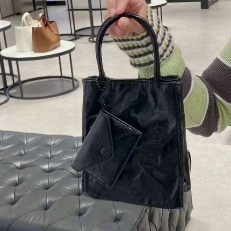 Handle Sier Y2k Messenger Women Haruku Pu Leather Square Mini Tote Bag Purse Female Vintage Crossbody Bags Chic