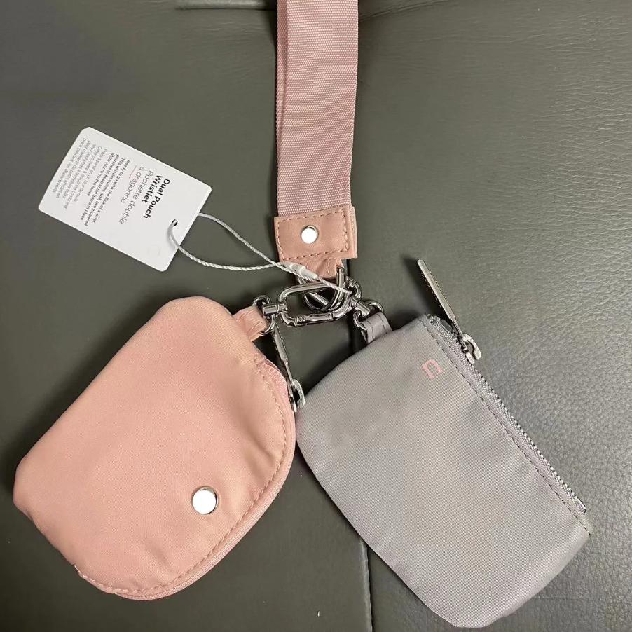 Yoga clutch keychain gym mini Designer purse with detachable zipper luluness lekey chain wristlet guard wallet portable pocket luluness Coin Card bag 