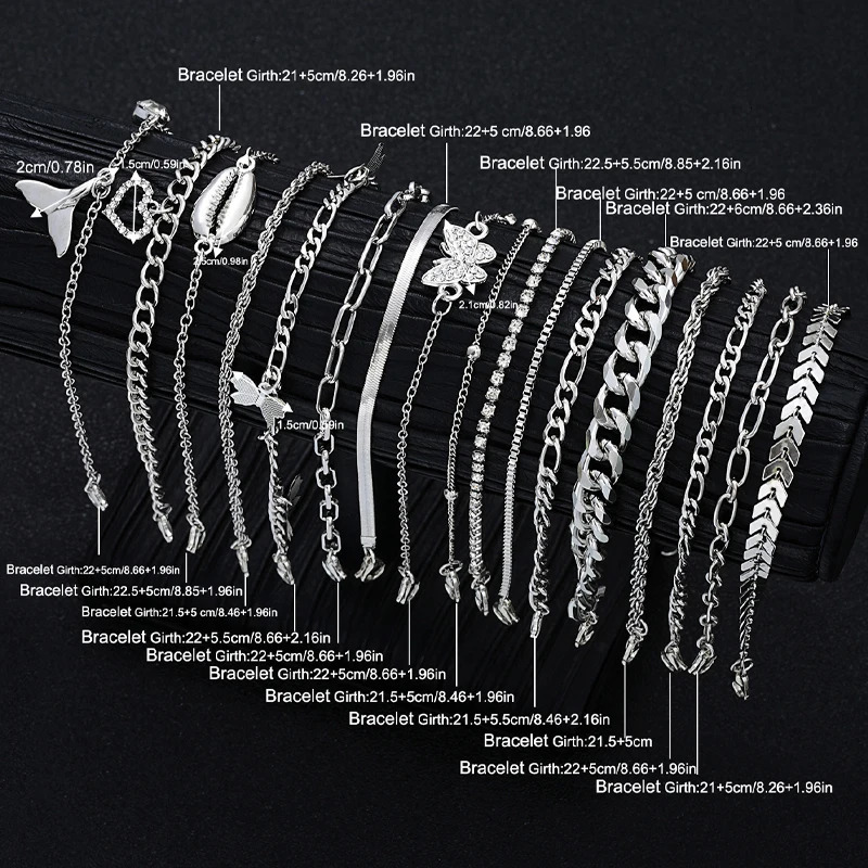 Elegant 17 Pcs Gold Color Anklet Set with ButterflyHeartShell Charms Foot Jewelry for Women Gift Perfect for Summer Vacations 250606