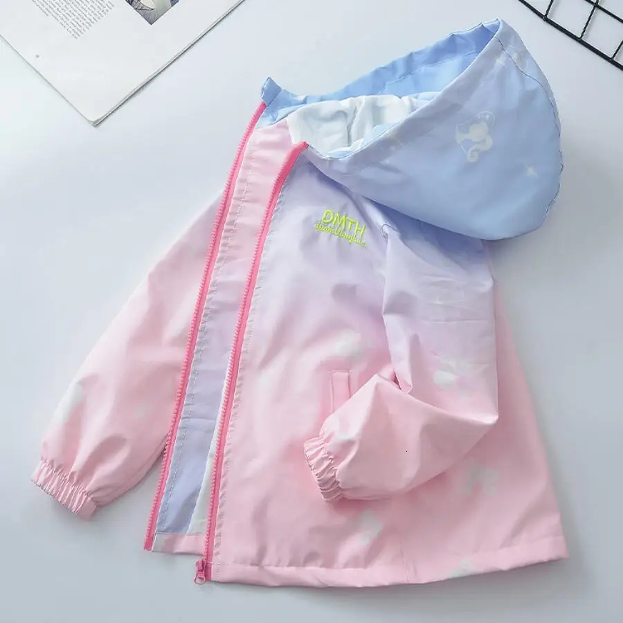 Korean Fashion Jacket For girls Teenager Casual Gradient Hooded Coat Boys Blazer Spring Autumn Windproof Sweet Coats Windbreaker 250526