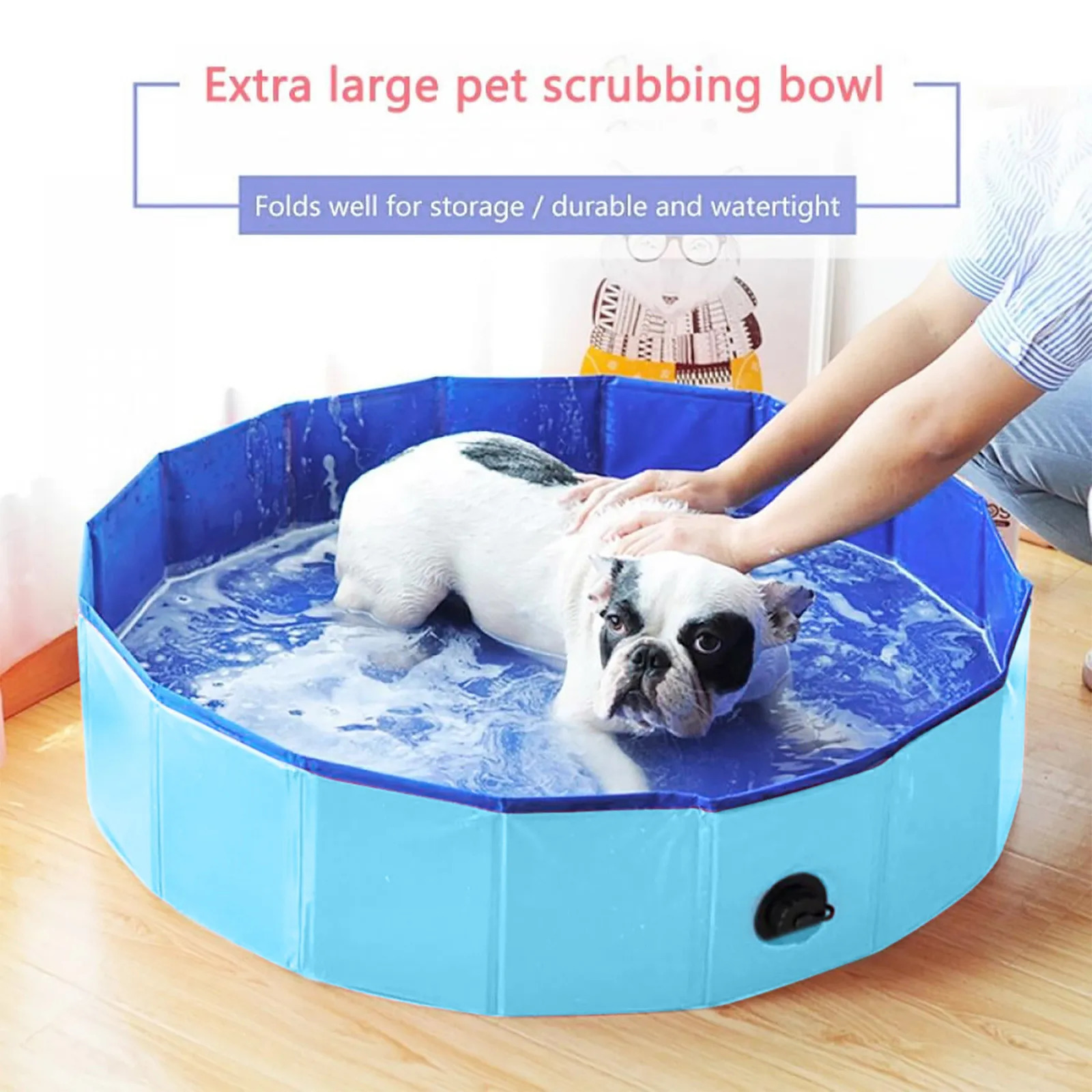 Foldable Dog Swimming Pool Pet Bathing Tub for Small Dogs Indoor Outdoor Cool Wash Bathtub Accessories 250609