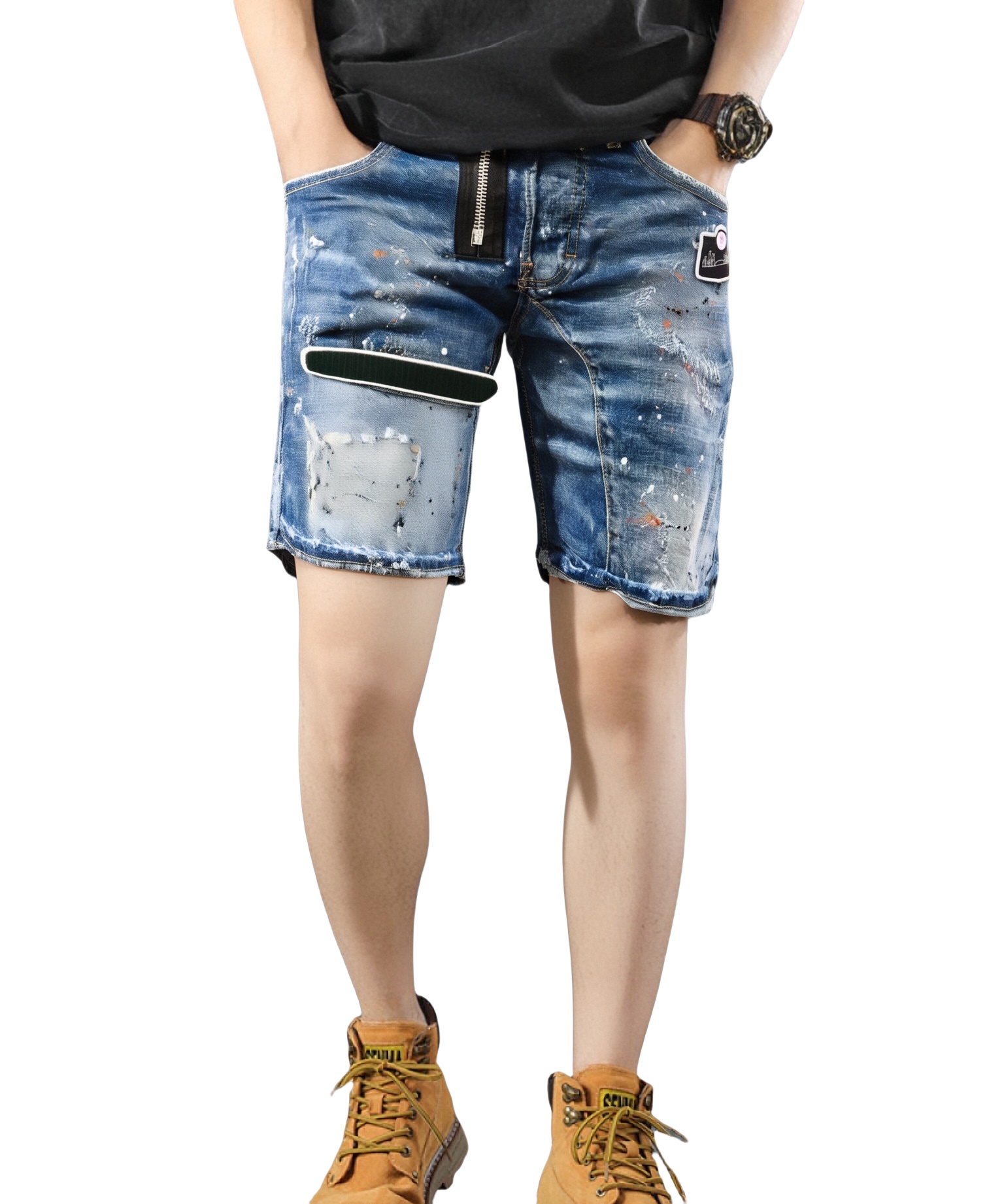 Designer Men's short Jeans Y2K shorts Casual Denim Jeans New Harajuku Flame Vintage Hip Hop Goth Denim Pants Fashion Women