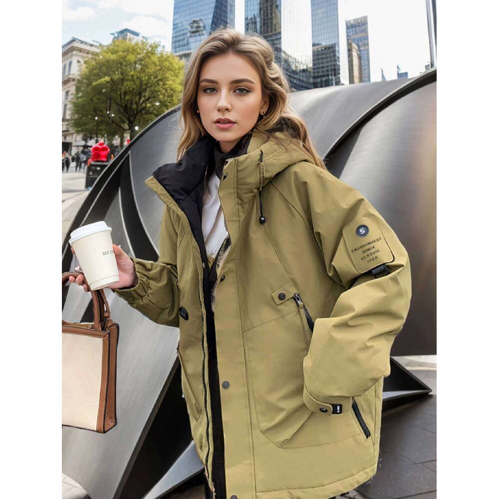 MIEGOFCE 2024 Women Outdoor Parka Mountaineering Casual Fashion Loose Winter Jacket Hooded Stand-Up Collar Coats MZ-23336