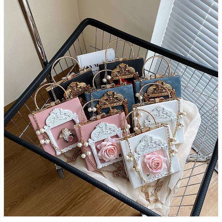 Gothic Dark Y2k Messenger Women New Haruku Pearl Chain Casual Crossbody Bags Female Vintage Designer Bag