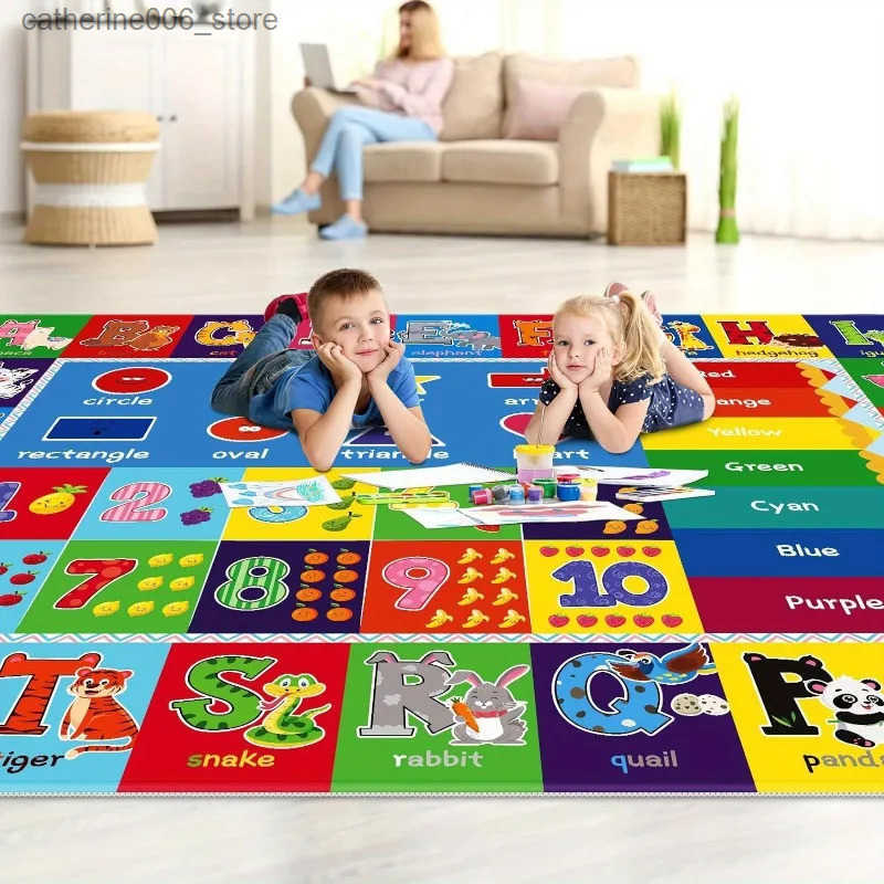 Childrens Play Carpet ABC Education Rug Babys Understanding of Alphabet Animals Anti Slip Children Bedroom Rugs Learning Mat y250609HXPY