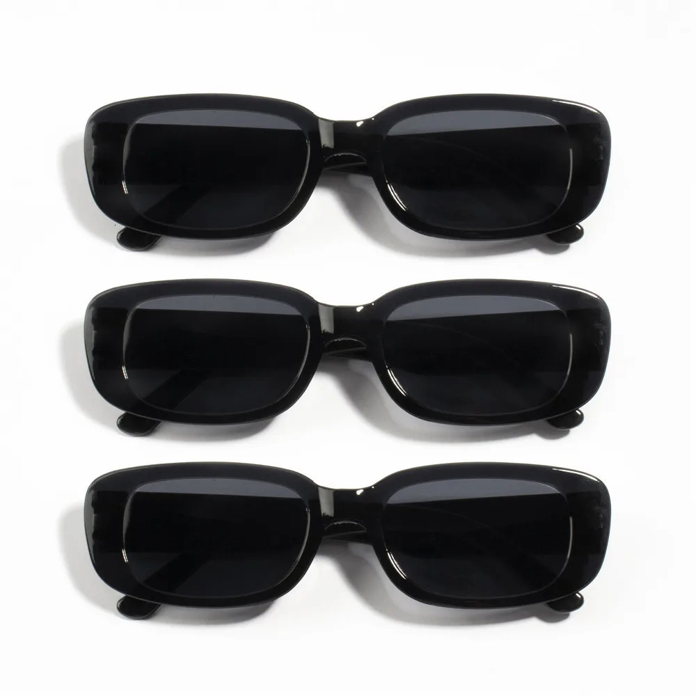 10PCS Vintage Black Square Sunglasses Woman Small Rectangle Sun Glasses Female Gradient Clear Mirror De Sol 250530