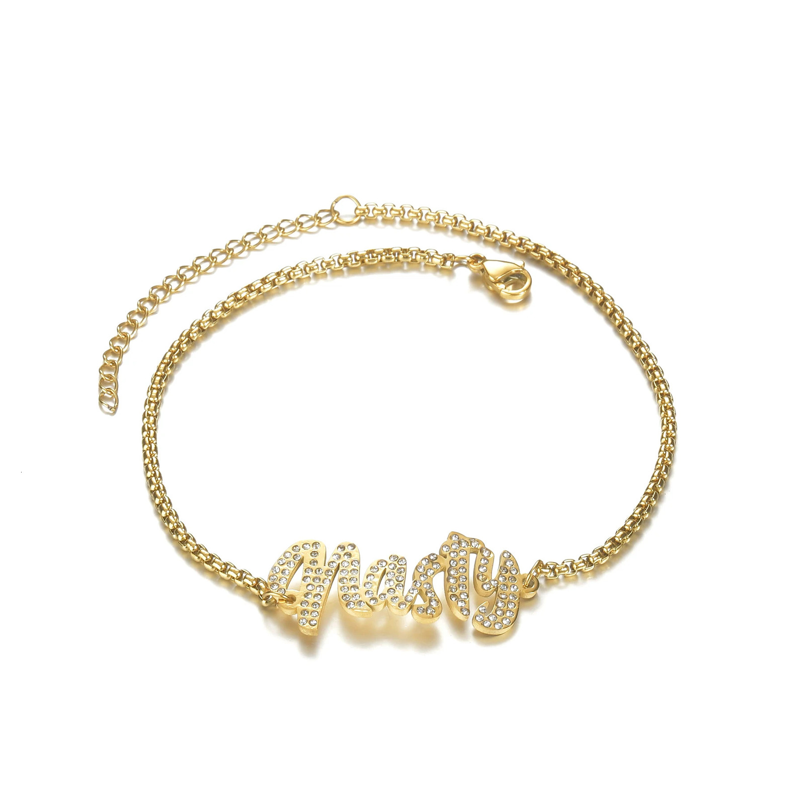 Goxijite Personalized Letter Anklet For women Stainless Steel Inlaid With Stones Customized Name Anklet Party Jewelry Gift 250606