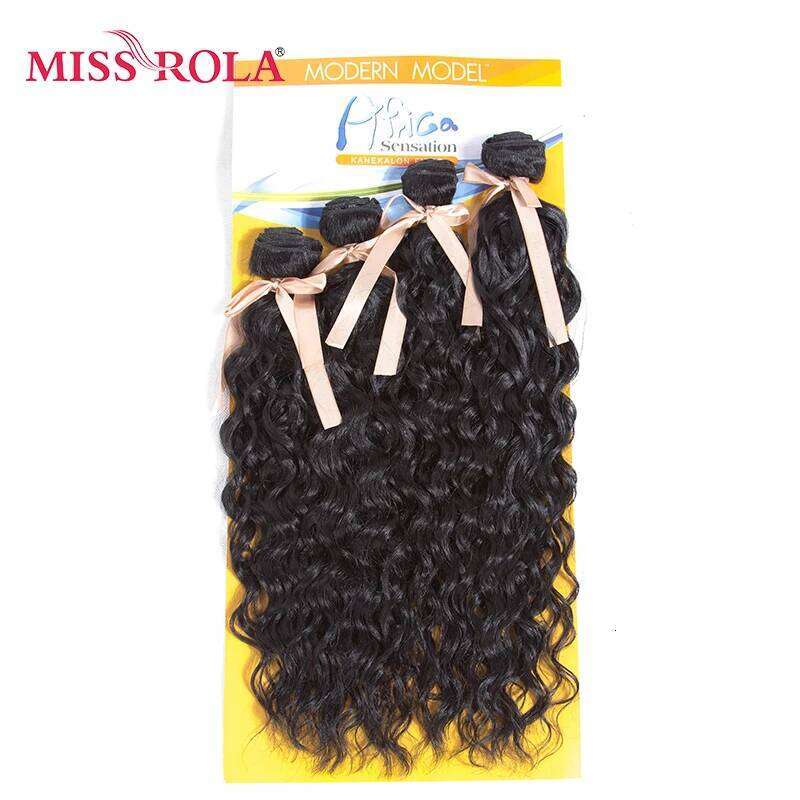 Miss Rola Synthetic Curly Weave 15-18inch 4pcs/Package 200g Kanekalon Hair Extensions 1# Black Bundles Deals for Women