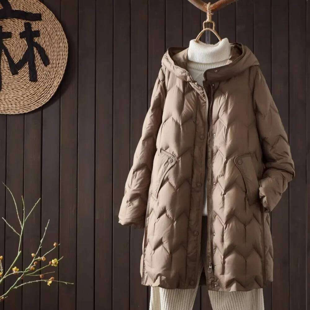OFTBUY 2025 New Autumn Winter Clothing Women Fashion Hooded White Duck Down Coat Female Lightweight Warm Puffer Jacket Lady