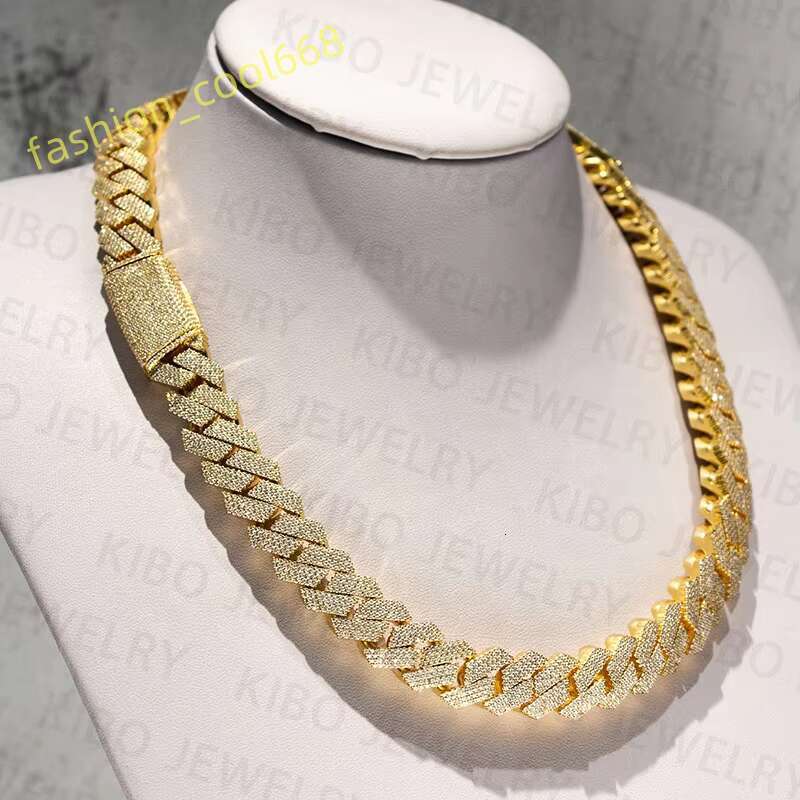 14MM S Sier VVS Hip Hop Moissanite Jewelry Cuban k Chain Necklace for Men