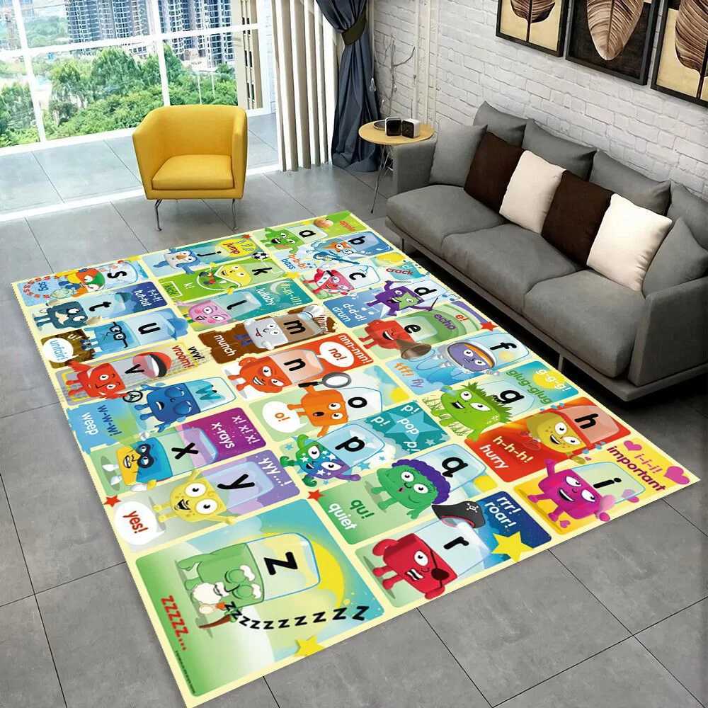 ABC Cartoon Alphabet Children Crawling Kids Playroom Early Education Area Rug Carpet for Living Room Bedroom Sofa Non-slip Mat y2506099S6J