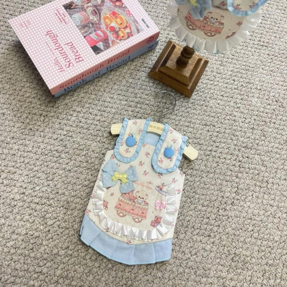 Kawaii Floral Ruffle Pet Dress with Pram Print for Small Dogs & Cats