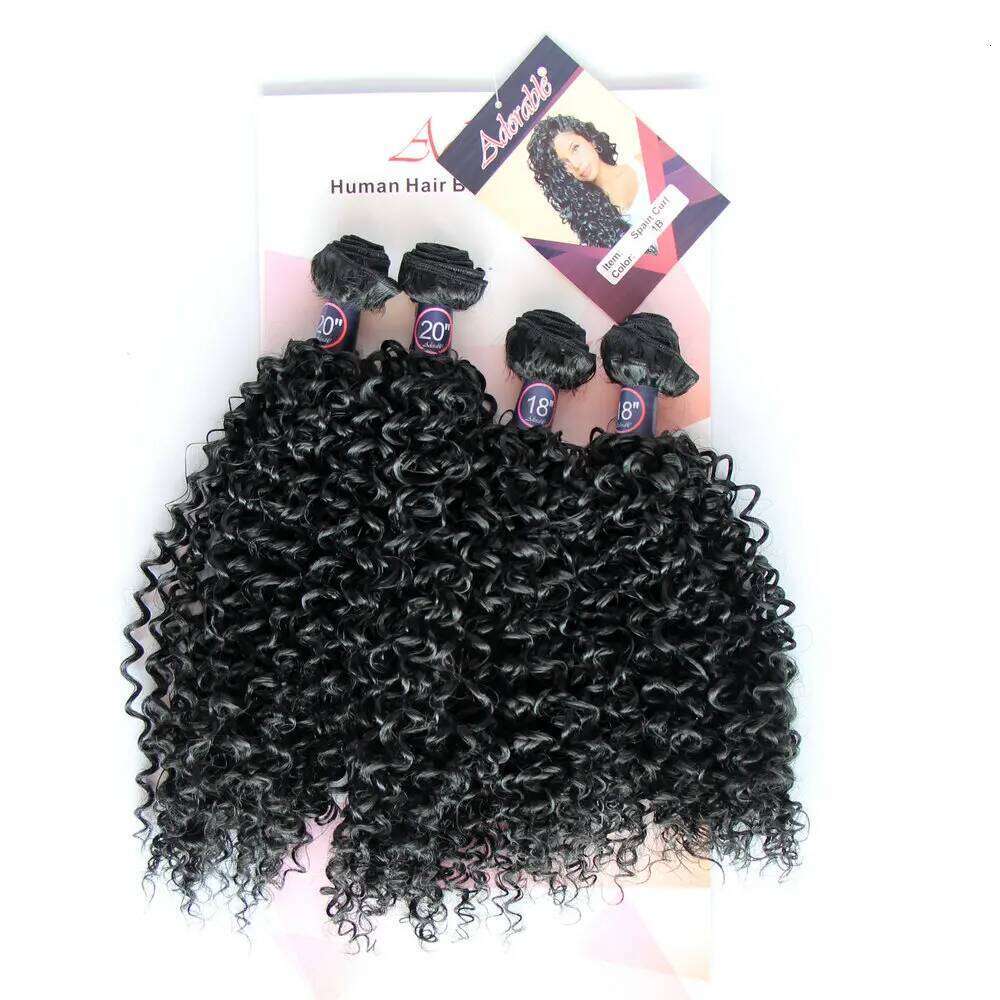 Adorable Synthetic Bundle Spain Curl 4pcs 18"20 Water Wave Hair Extensions For Black Woman,Small Kinky Curly