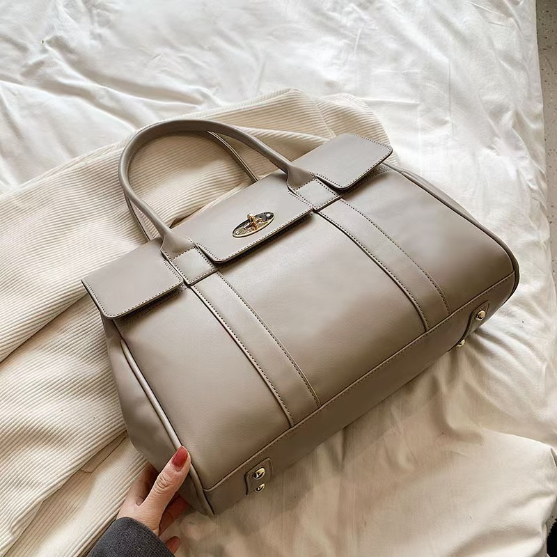 2024 Spring Genuine Leather Women Briefcase Female Versatile Shoulder Crossbody Bags Handbags Ladies Large Commute Totes Brown