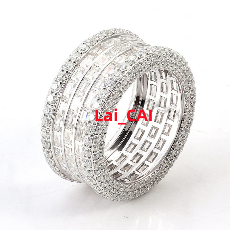 New Design DEF VVS Moissanite Diamond 10k 14k 18k White Gold Chunky Hiphoop Mens Ring Customized Mossinate Hiphop Ring Men