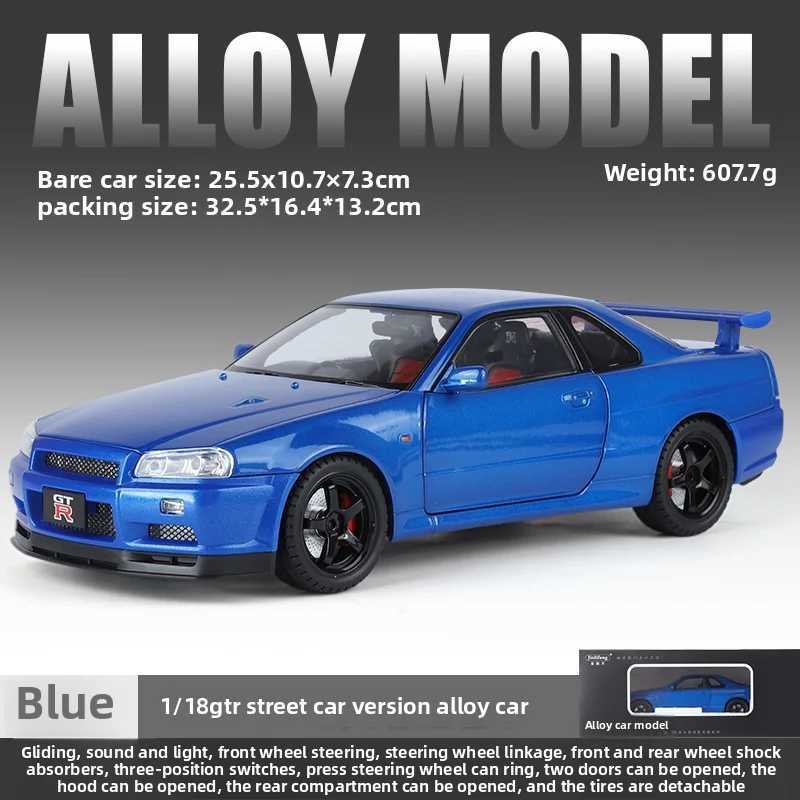 Big Size 118 Scale Nissan GTR R34 Skyline Alloy Car Model Diecast Toy Car for Boys JDM Racing Car Toy Gift Collectible Hobby W250609 C251018