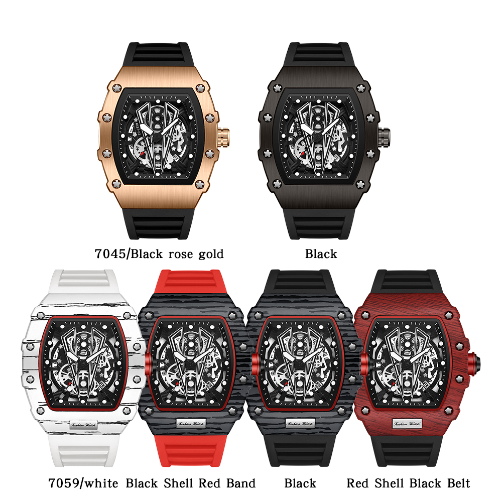Mens Quartz Mechanical Watches Tonneau Skeleton Watch for Men Richard Similar Designs Waterproof Wristwatches Reloj Hombre Clock