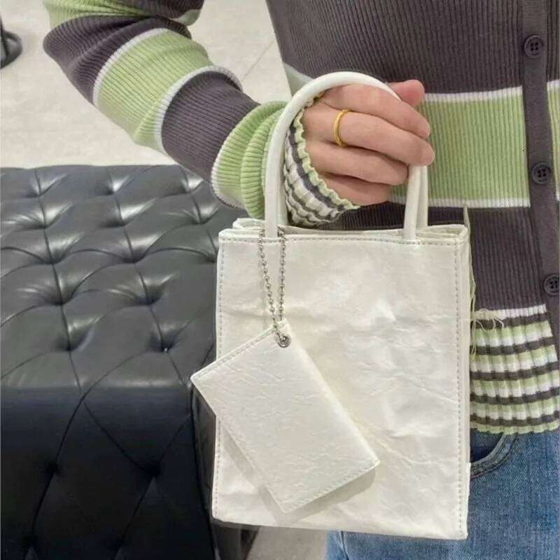 Handle Sier Y2k Messenger Women Haruku Pu Leather Square Mini Tote Bag Purse Female Vintage Crossbody Bags Chic