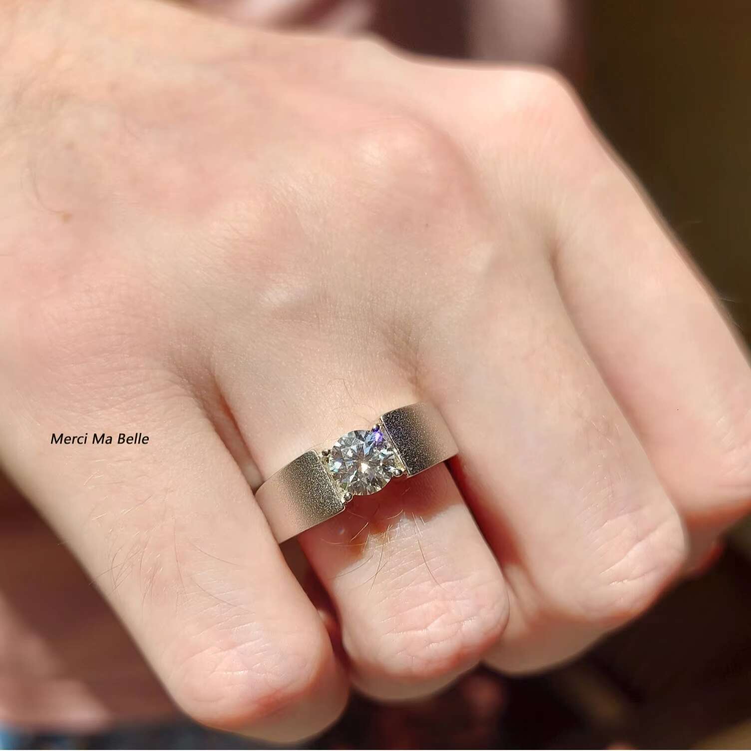 Luxury Hip Hop 1 2CT Round Shape Diamond Moissanite Men Women Wedding Rings Pure 925 Sterling Silver Engagement Jewelry