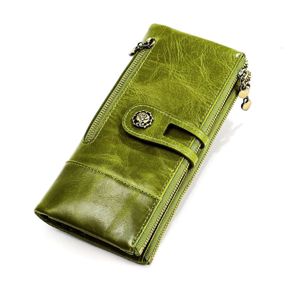 Long Genuine Leather Women's Wallet Korean Fashion Coin Purse Clutch