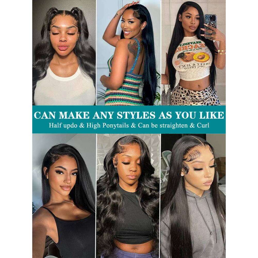 250 Density Bone Straight 13X7 Front Human Hair Transparent Natural Black Wigs 13X4 Lace Frontal Wig For Women