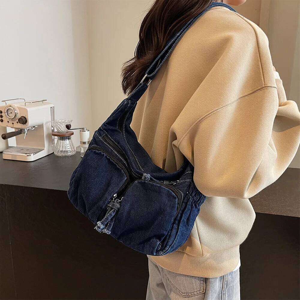 Denim Shoulder Casual NEW hot Retro Crossbody Large Hobo Bag Jean Purses for Women Work Shopping Travel