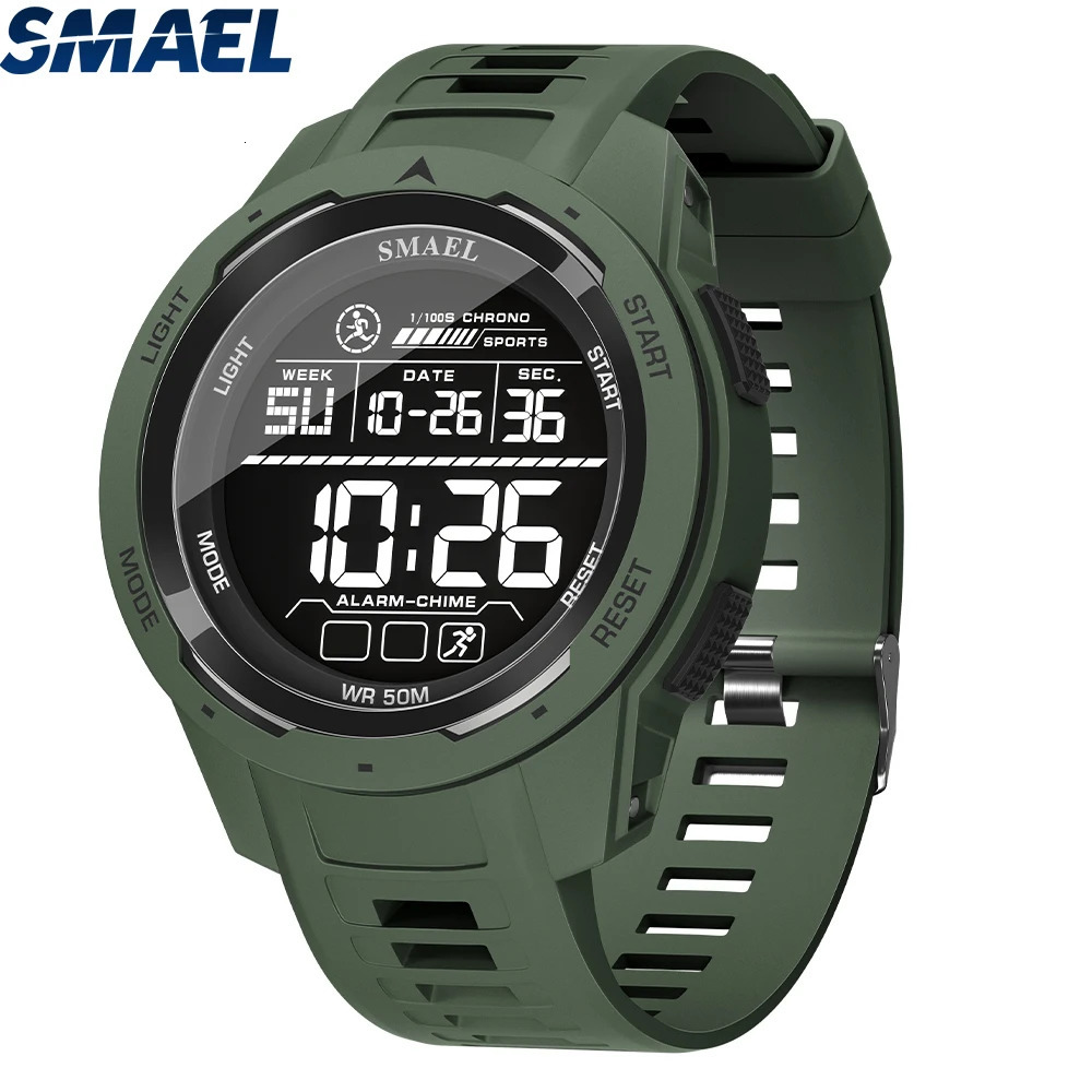 SMAEL 8105 Digital Watches Sports LED Wristwatches Mens 50m Waterproof Watch Digital Light Stopwatch Watch for Men 250605