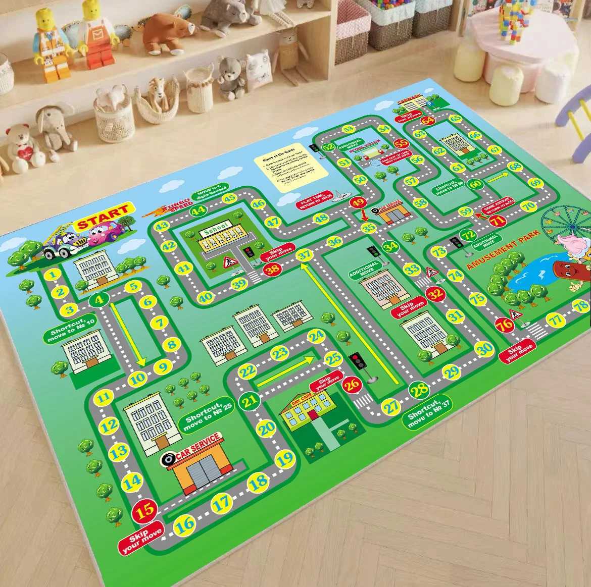 Road Traffic System Carpet Living Room Childrens Bedroom Decoration Floor Rugs Cartoon Road Play Mat Soft Tatami Mats Non-slip y2506098I0E