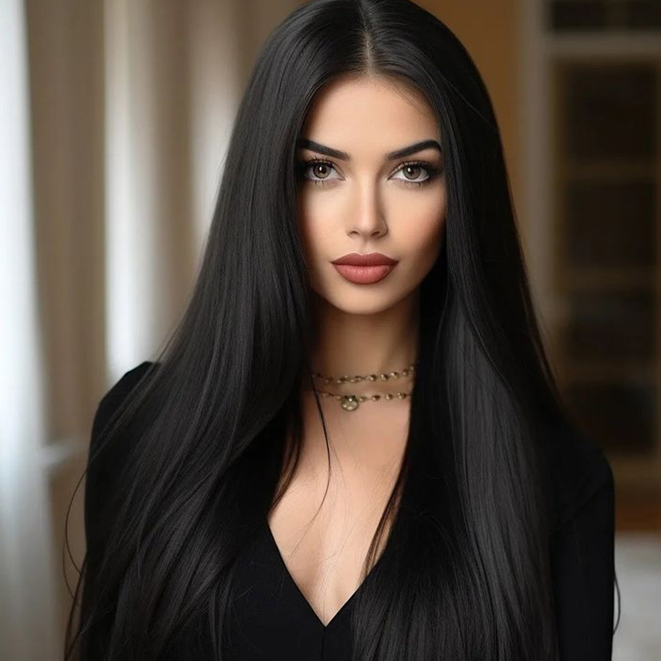 Rebecca Fashion Synthetic Front For Women 38 inch Long Straight Layered Wigs 13X4 Lace Frontal Free Part Black Cosplay Wig