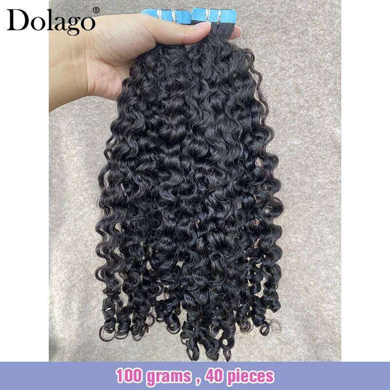 Burmese Human For Women Black Natural Curly Raw Bundles Tape In Hair Extensions