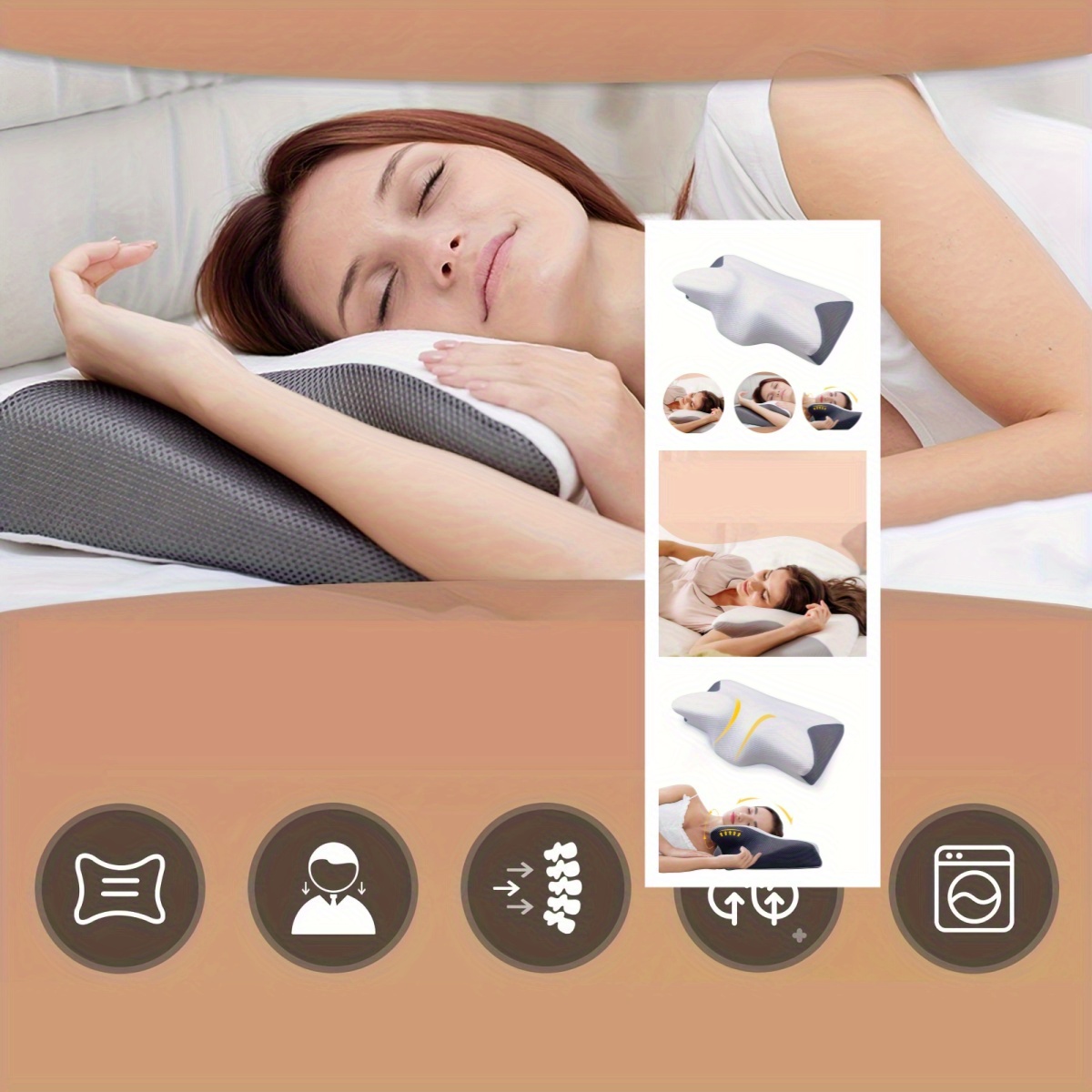 Memory pillow slow rebound correction neck pillow memory cotton pillow to protect cervical vertebra and sleep horn pillow.