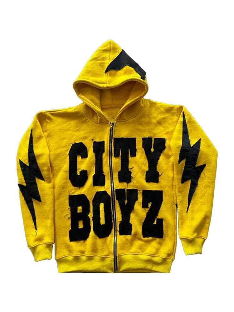 Mens Clothing Streetwear Patchwork Graphic Letter Hoodies Y2k Top Oversized zip up hoodies Harajuku Sweatshirt Goth mens clothing Z250609