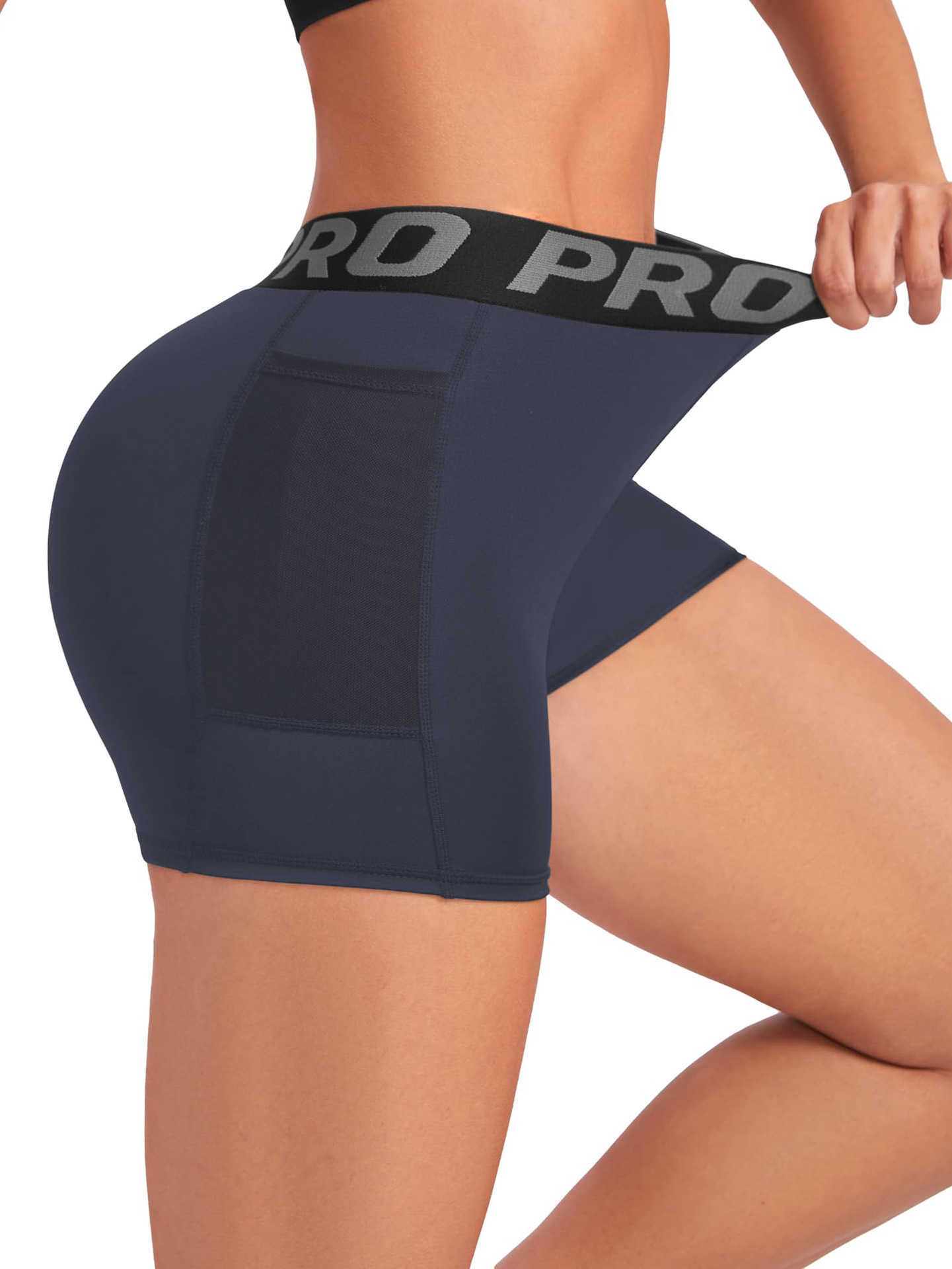 Womens Pro Fitness Shorts Running Training Peach Butt Sports Yoga Quick-dry Pocket Tight Pants