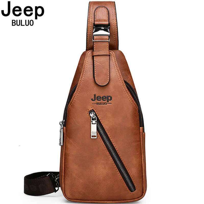 JEEPBULUO BRAND Chest Men Sling Crossbody Bag Man's Crossbody Bag Split Leather High Quality For Man