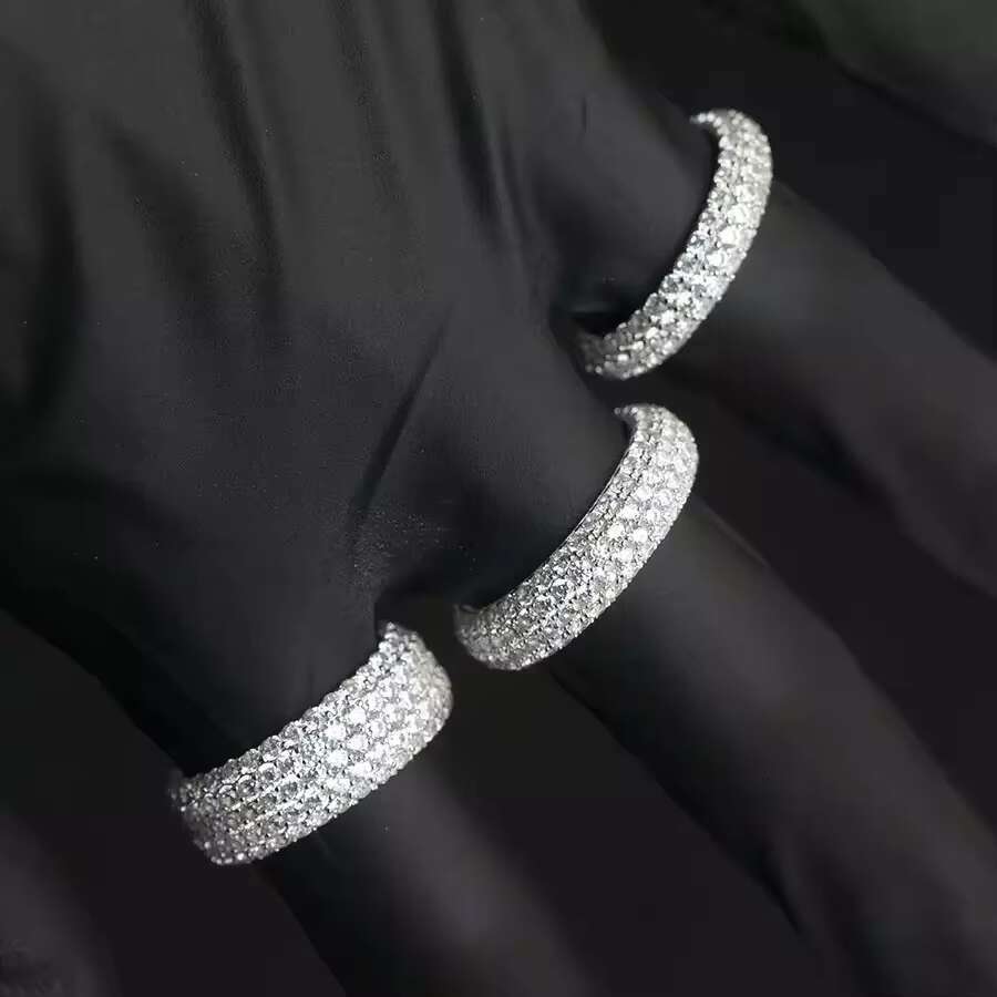 Excellent Mens Jewelry 4rows Moissanite Diamond 18k Gold Plated Sterling 925 Silver Ring for Mature Man