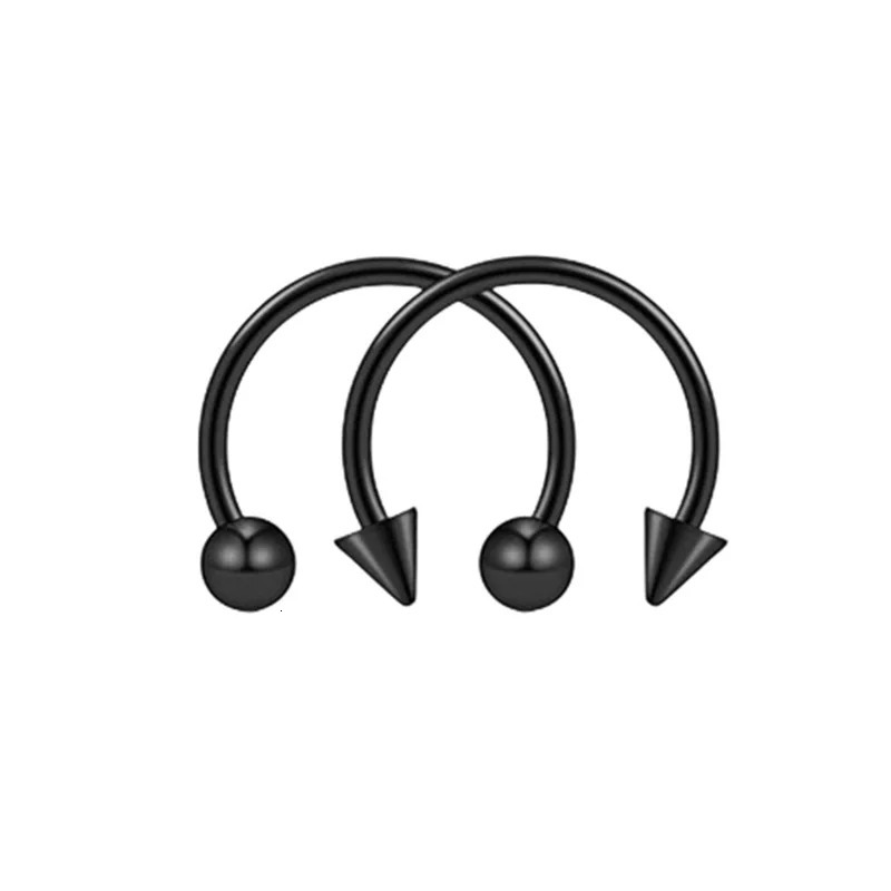 2Pcs Cone Spike Horseshoe Circular Septum Nose Ring 316L Stainless Steel Nipple Hoops Rings Eyebrow Ear Piercing Jewelry 250606