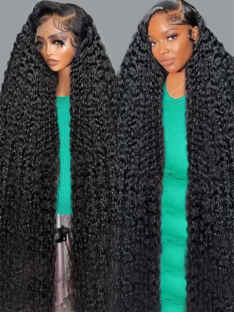 30 40Inch Curly Wigs 13x6 HD Transparent Lace Frontal Human Hair Deep Wave Frontal Wig 250% Density Raw Hair Brazilian For Women Synthetic