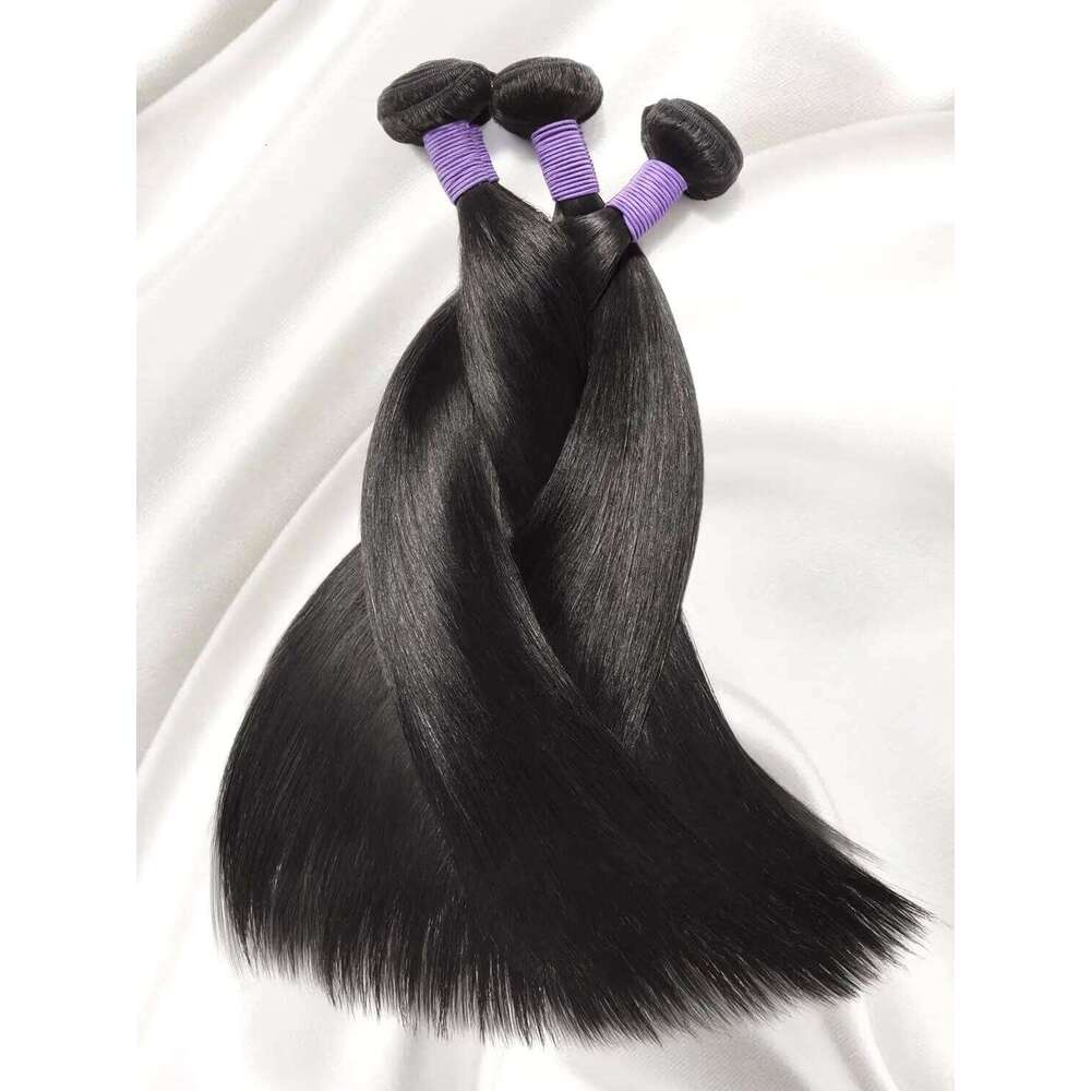 Brazilian with Straight Human With 4x4 HD Lace Closure 14A Black 3/4 Bundles Hair Extensions Remy