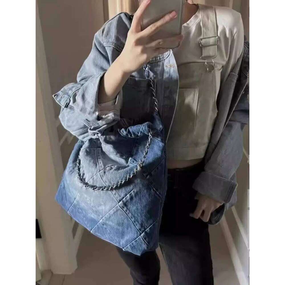 designer bagluxury bag bags JIAERDI Y2k Grunge Denim Tote Women Vintage Casual Large Capacity Handbag Purse Female Retro Haruku Aesthetic Shoulder Bag