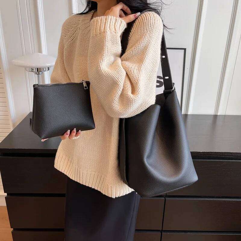 Designer Bag Luxury Bag Vintage Pu Leather Bucket Shoulder Bags For Women 2023 Designer Korean Fashion Female Handbags Large Capacity Underarm Bag