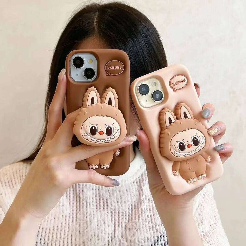 3D Labubu Cute Phone Case For iPhone 16 15 14 Plus 13 12 Pro XS Max 11 Kawaii Grip Tok Holder Cartoon Soft Silicone Miniso Cover
