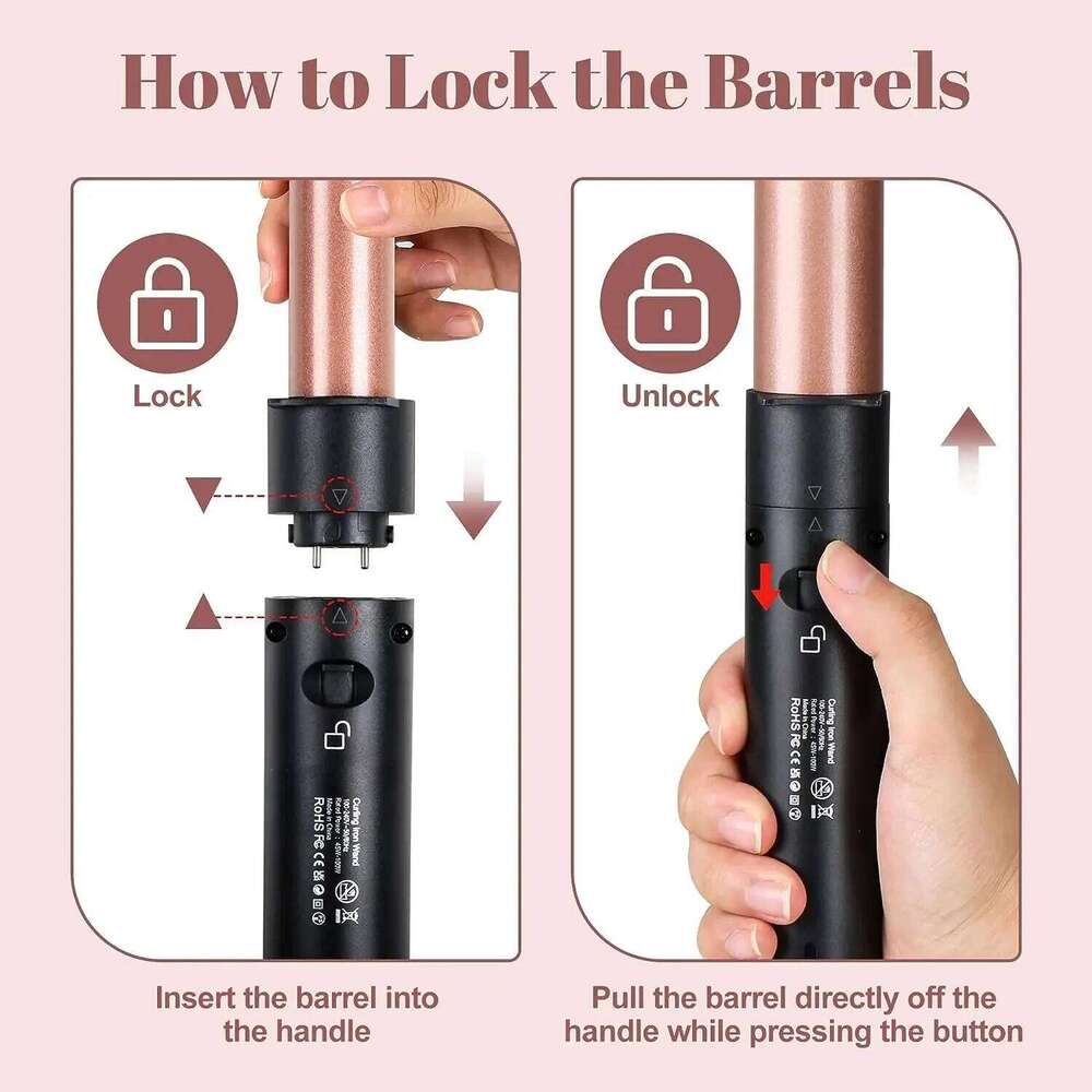 5 in 1 Iron Set with Curling Brush,Curler Wand for Hairstyle Heat Resistant Gloves and Hair Clips