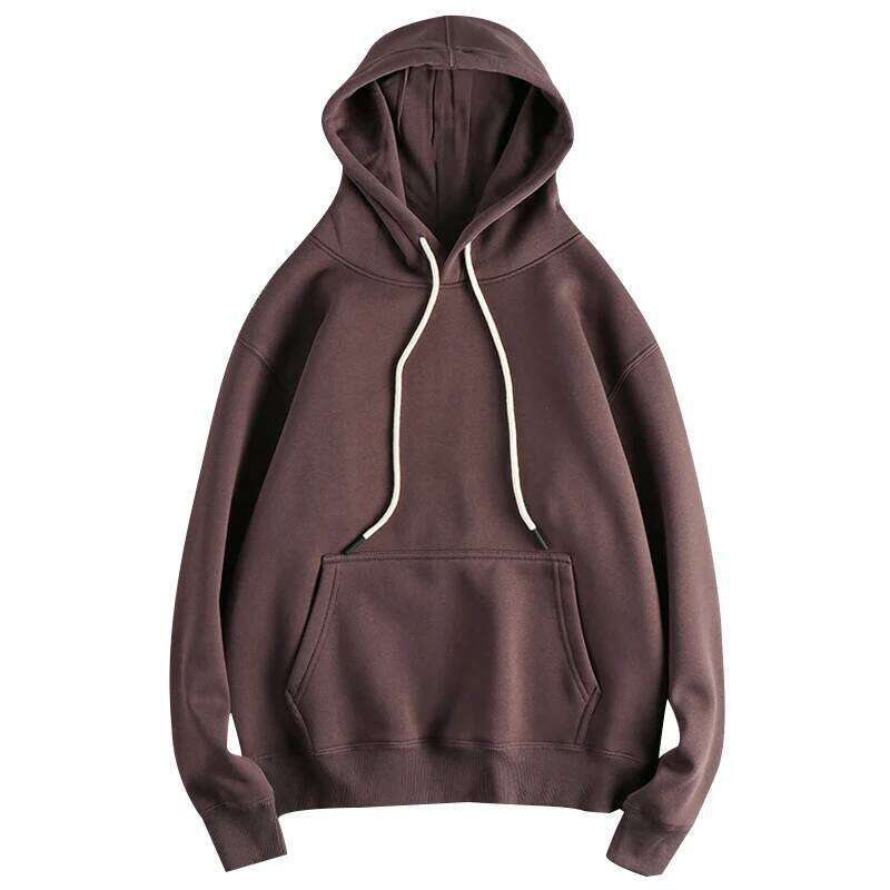 Autumn Winter New American Retro Thick Veet Kangaroo Pocket Hooded Hoodies Men's Fashion Loose Casual Pullover Sweatershirts