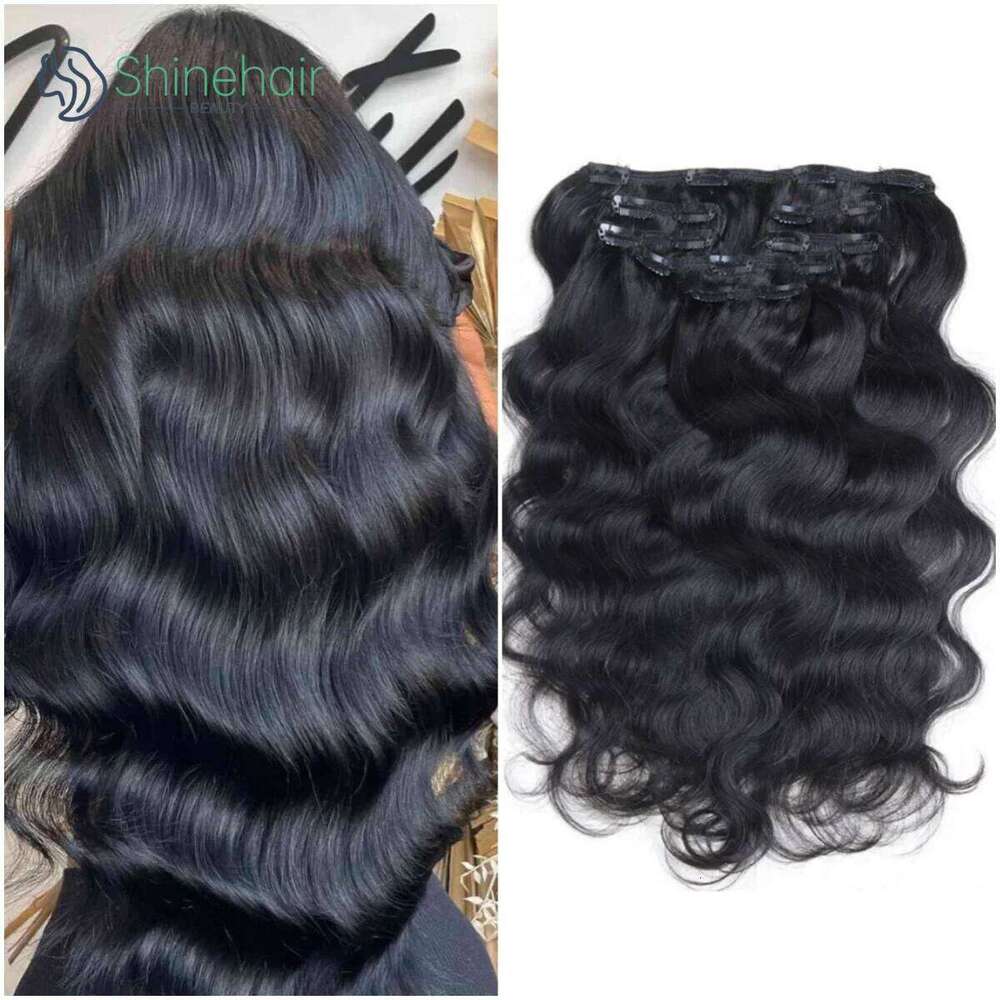Curly Clip in No Weft Women 100% Real Human Natural Black Hair Bundels Colored Brazilian Remy for Salon