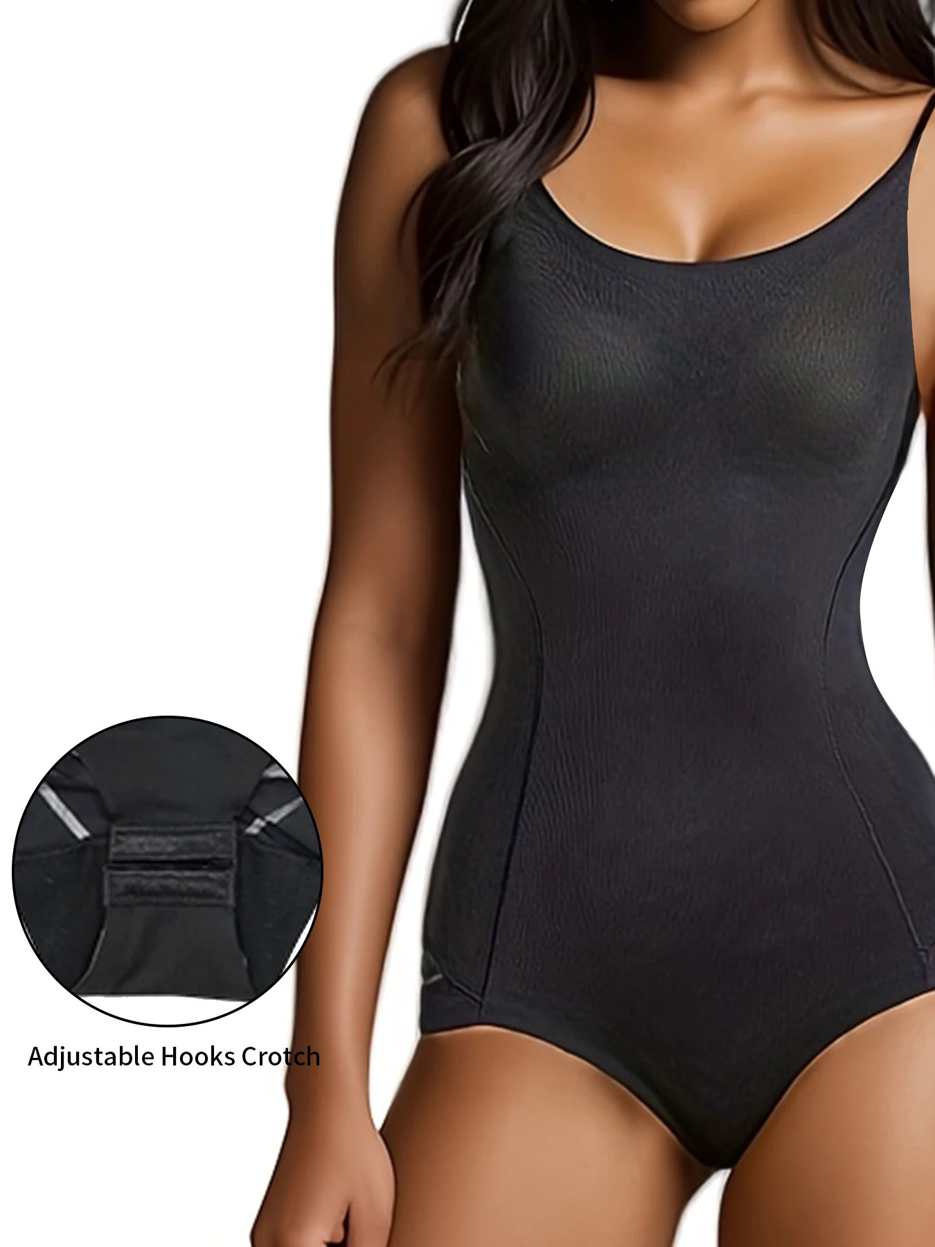 Womens Seamless Body Shaping Jumpsuit Bottom with Adjustable Buttons Belly Controlling Striped Mesh Patchwork Underwear Control 250609
