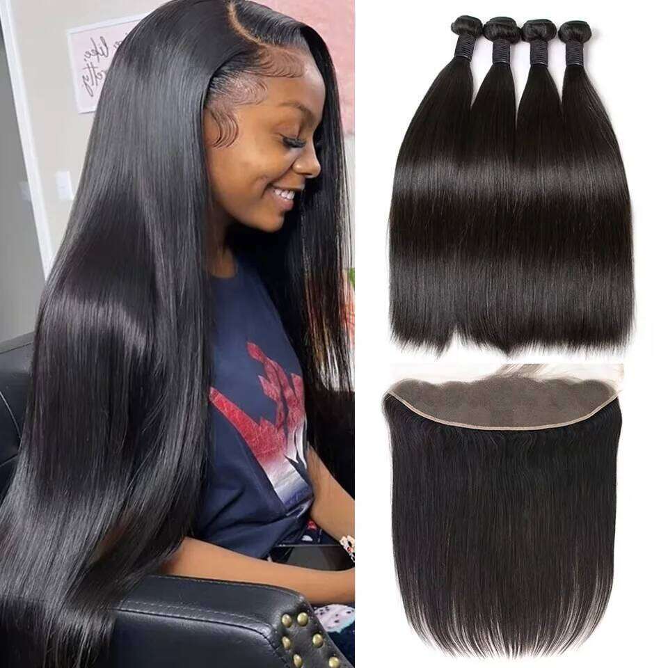 Brazilian 4 20 inch Virgin Straight Bundles Natural Black Color 100% Human Hair