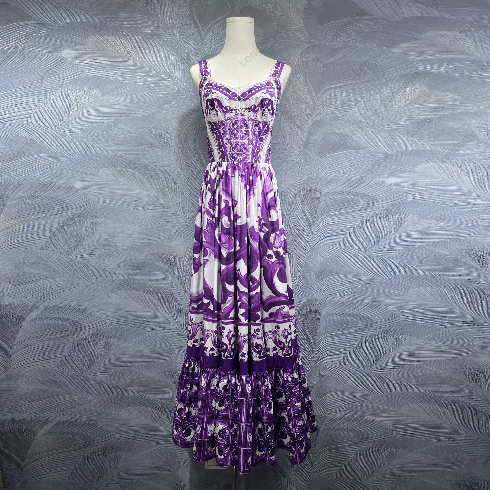 Summer dress designer dresses party dress Vacation Dress cotton floral printed gathered waist sleeveless long dress womens designer clothing dresses for woman