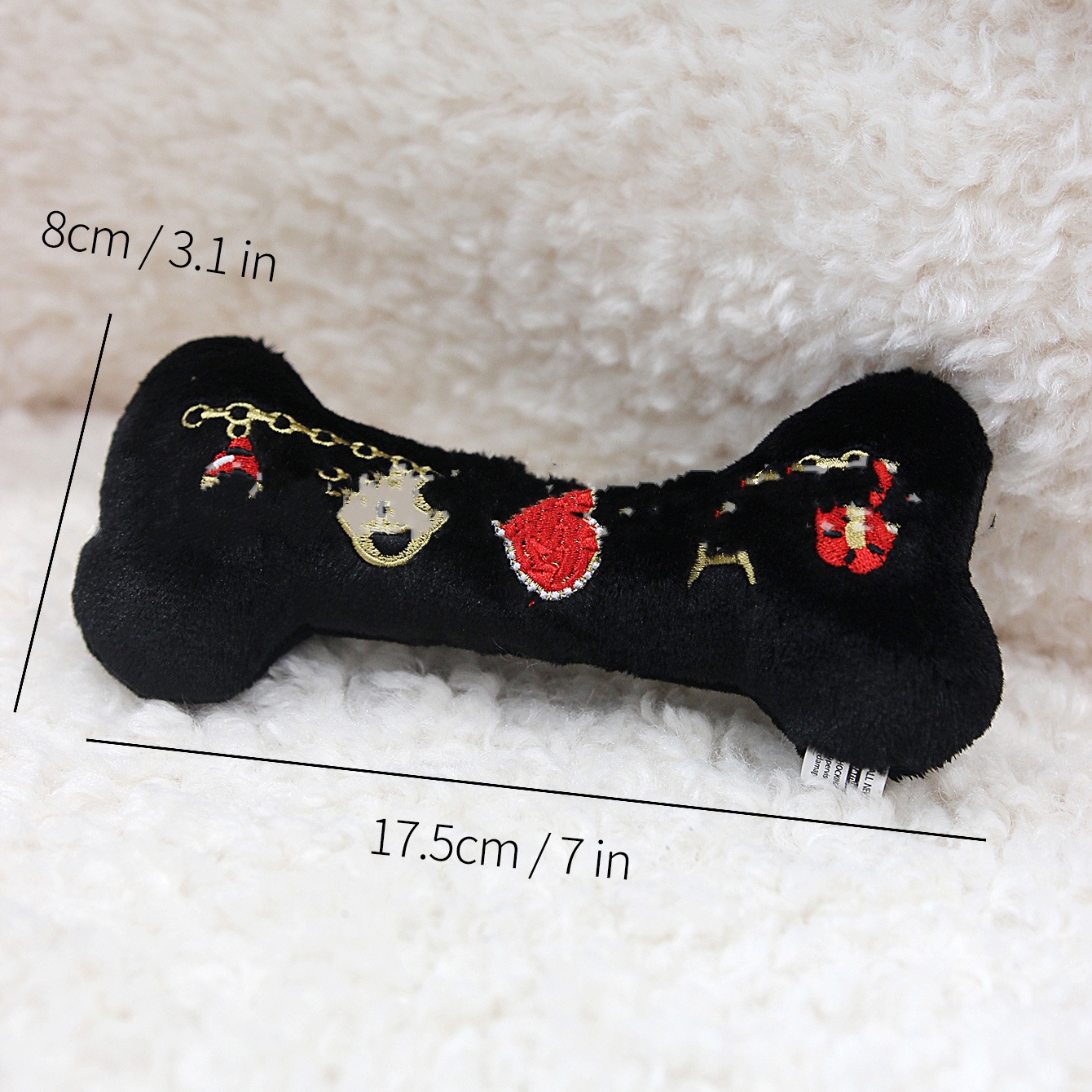 Lanjia Exquisite Embroidery Chewy Bone Handbag Plush Funny Parody Dog Toys With Interactive Squeaker Stimulating Pet Enrichment Safe Materials For All