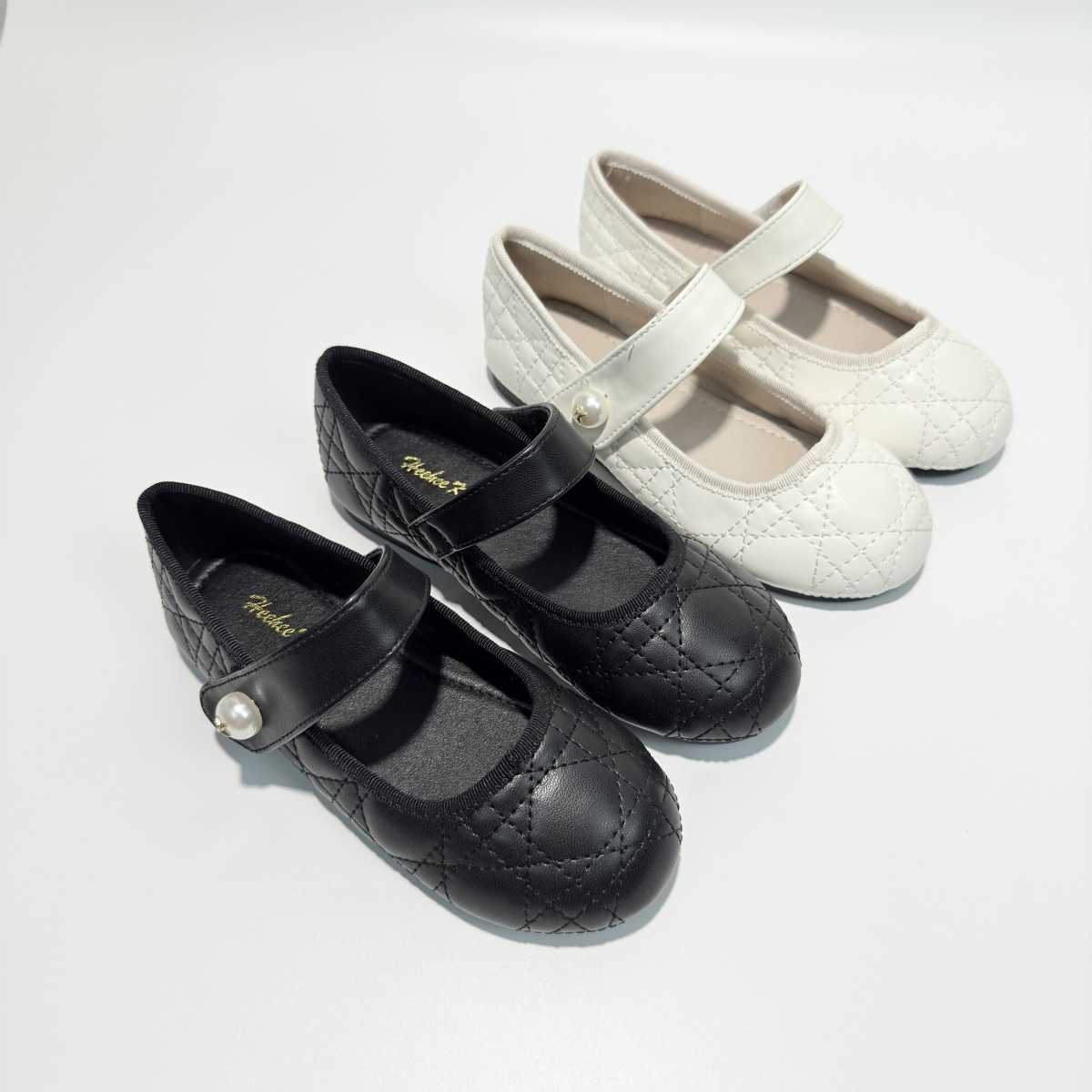 Ins-style girl's fashionable princess shoes, diamond-patterned, sweet little chic style ankle boots, Velcro fastening baby shallow-toe leather sh