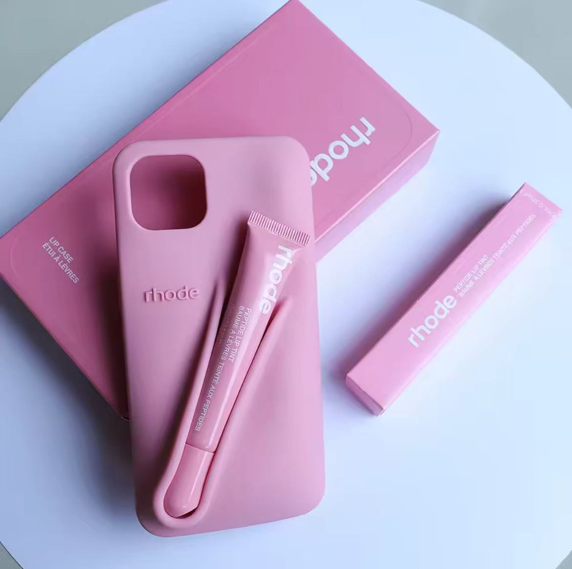 New DIY Lipstick Holder Rhode Soft Phone Case for IPhone 16 Pro Max 15 13 12 11 14 Plus Liquid Silicone Cover